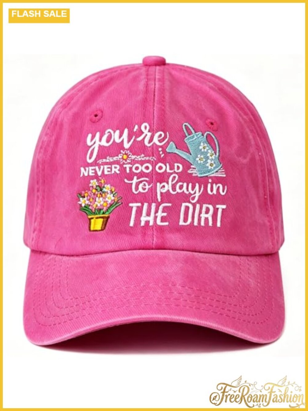 Gardening Hat for Women Embroidered Cotton Baseball Cap Adjustable